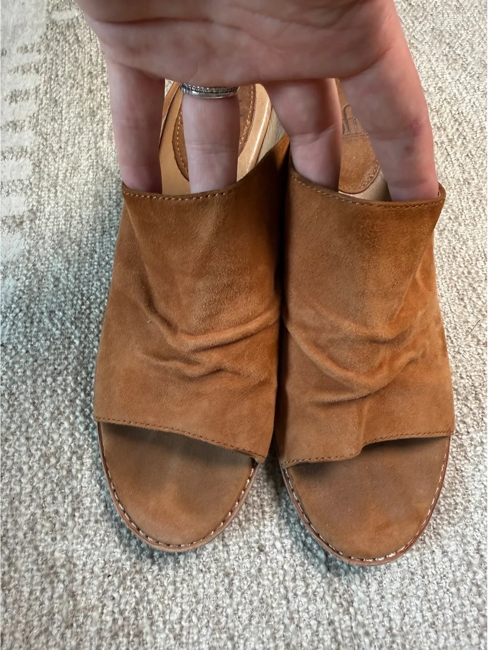 Sofft Women's Brown Suede Open-Toe Wedges